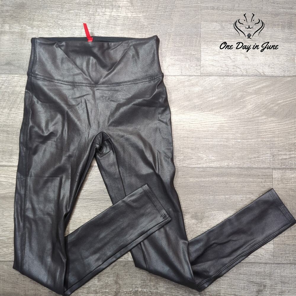 Spanx Faux Leather Mid Rise Ankle Leggings Black Size S